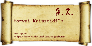 Horvai Krisztián névjegykártya